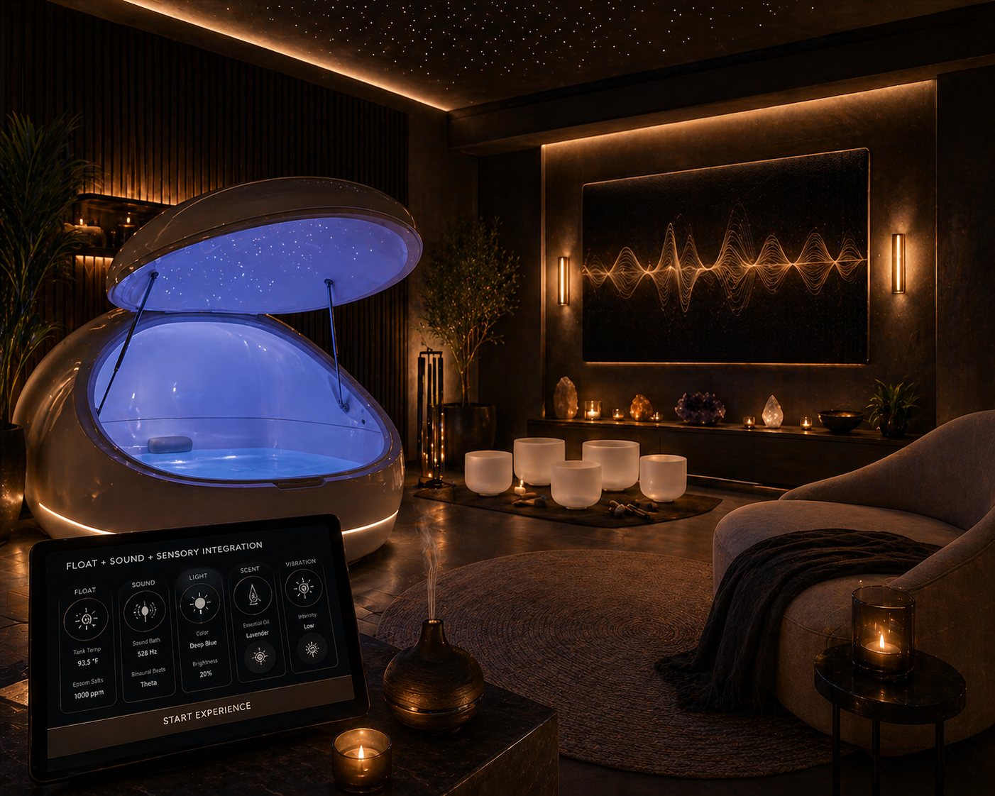Float therapy and sensory sound room
