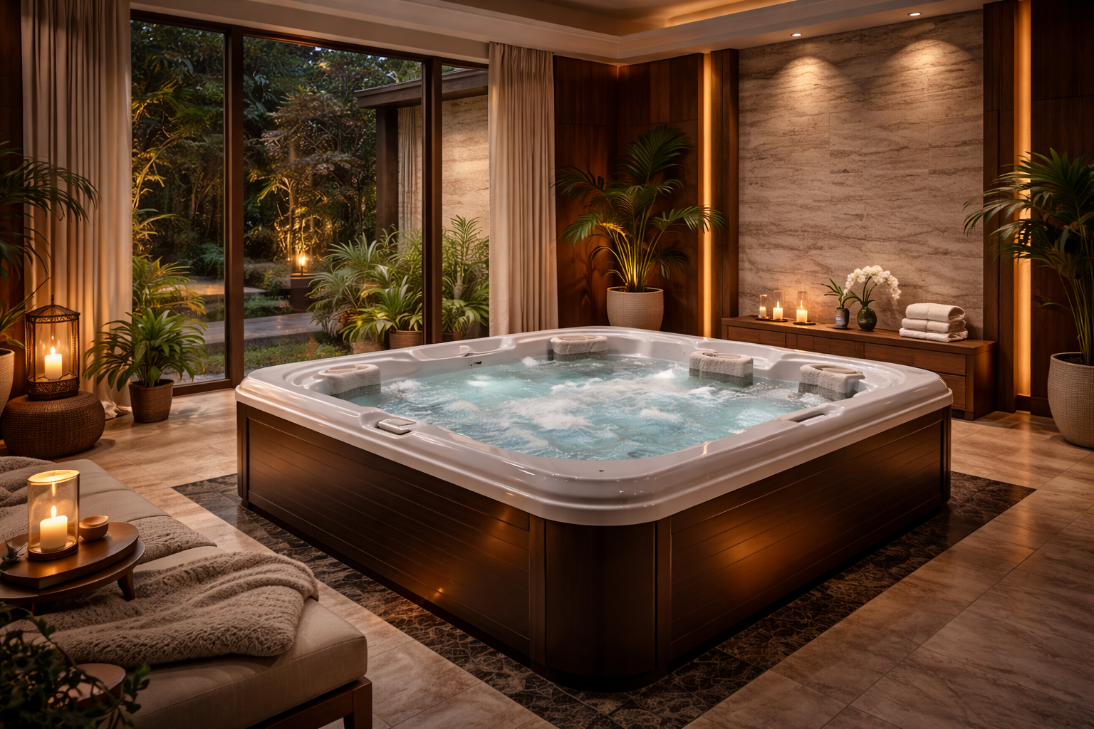 Luxury hot tub hydrotherapy