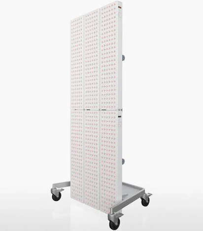 Modern red light therapy wellness setup