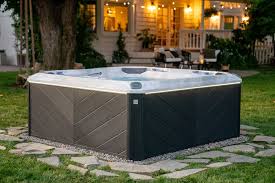 Luxury outdoor wellness space with warm lighting